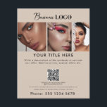 Business Promotional Beauty Hair Nail Makeup Salon Flyer<br><div class="desc">A minimalist simple business flyer that allows you to customize your business logo, business title, business description, business social media handle, business QR code scannable website link, business contact details etc. A perfect business flyer template for all types of businesses. Customize this professional business flyer and make it your own!...</div>