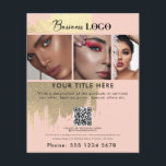 Business Promotional Beauty Hair Nail Makeup Salon Flyer<br><div class="desc">A minimalist simple business flyer that allows you to customize your business logo, business title, business description, business social media handle, business QR code scannable website link, business contact details etc. A perfect blush pink faux gold foil business flyer template for all types of businesses. Customize this professional business flyer...</div>