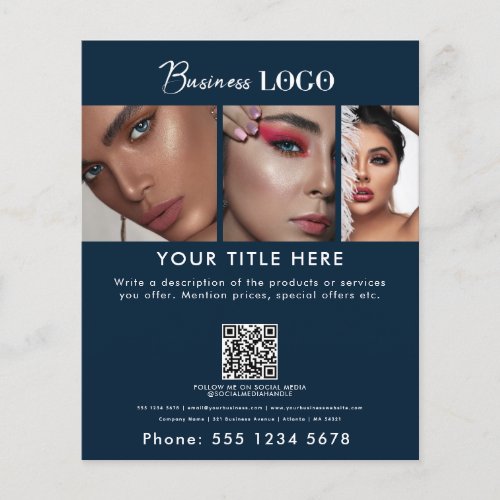 Business Promotional Beauty Hair Nail Salon Blue Flyer