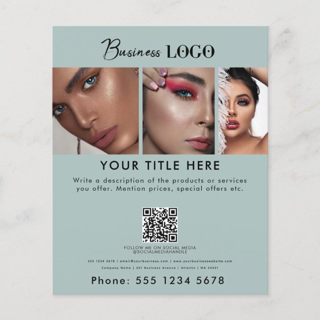 Business Promotional Beauty Hair Nail Salon Green Flyer (Front)