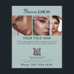 Business Promotional Beauty Hair Nail Salon Green Flyer<br><div class="desc">A minimalist green simple business flyer that allows you to customize your business logo, business title, business description, business social media handle, business QR code scannable website link, business contact details etc. A perfect business flyer template for all types of businesses. Customize this professional business flyer and make it your...</div>