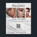 Business Promotional Beauty Hair Nail Salon Marble Flyer<br><div class="desc">A minimalist marble simple business flyer that allows you to customize your business logo, business title, business description, business social media handle, business QR code scannable website link, business contact details etc. A perfect business flyer template for all types of businesses. Customize this professional business flyer and make it your...</div>