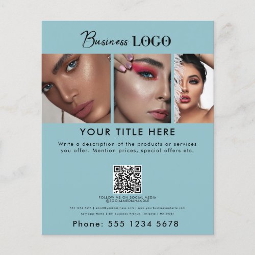 Business Promotional Beauty Hair Nail Salon Teal Flyer