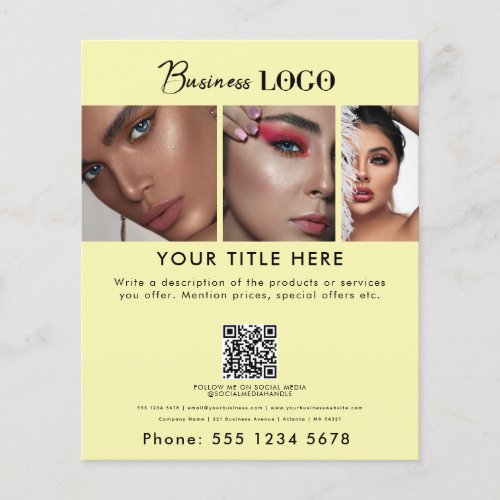 Business Promotional Beauty Hair Nail Salon Yellow Flyer