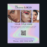 Business Promotional Beauty Hair Salon Holographic Flyer<br><div class="desc">A minimalist Holographic simple business flyer that allows you to customize your business logo, business title, business description, business social media handle, business QR code scannable website link, business contact details etc. A perfect business flyer template for all types of businesses. Customize this professional business flyer and make it your...</div>