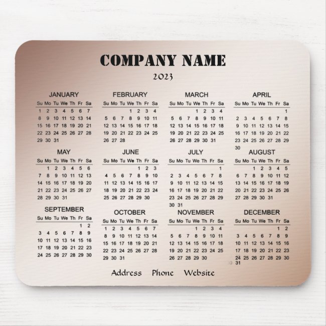 Business Promotional Company 2023 Brown Calendar M