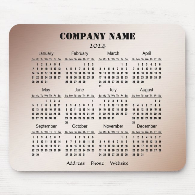 Business Promotional Company 2024 Brown Calendar 
