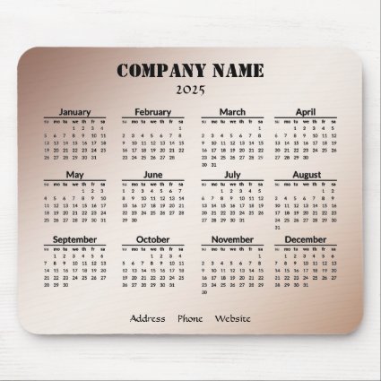 Business Promotional Company 2025 Brown Calendar 