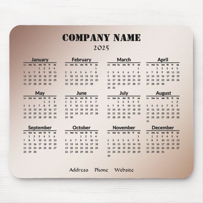 Business Promotional Company 2025 Brown Calendar