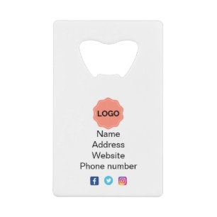 Business promotional credit card bottle opener