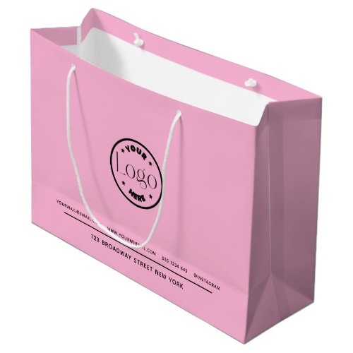Business Promotional  Custom Logo Pink Backgound Large Gift Bag
