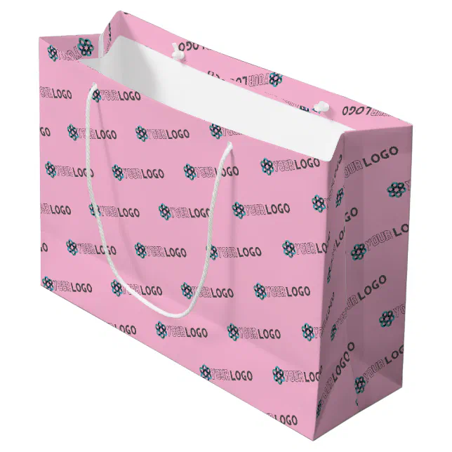 Business Promotional Custom Logo Shopping Pink Large Gift Bag | Zazzle