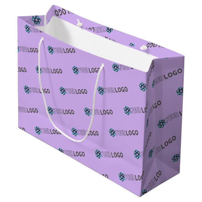 Business Promotional | Custom Logo Shopping Purple Large Gift Bag (Front Angled)