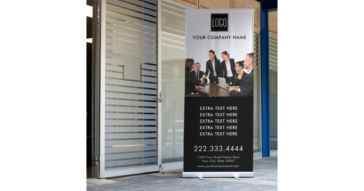 Business Promotional Logo Photo Retractable Banner | Zazzle