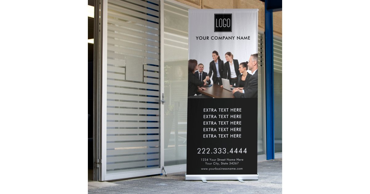 Business Promotional Logo Photo Retractable Banner | Zazzle