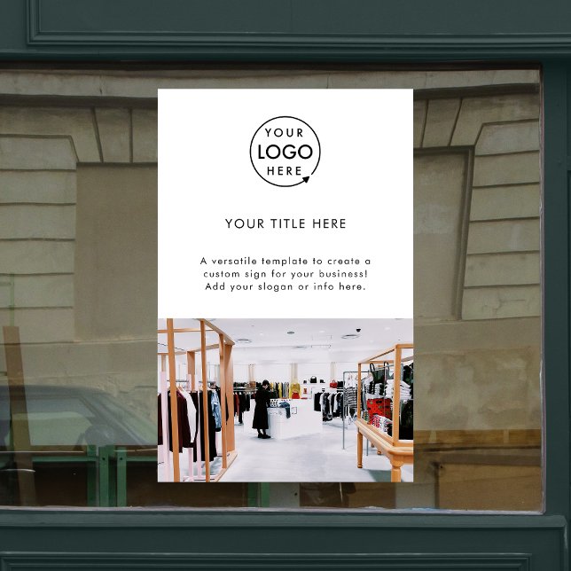 Business Promotional Logo Photo White Window Cling (Creator Uploaded)