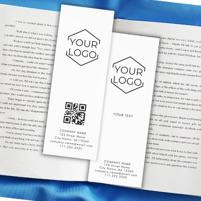 Business Promotional Logo QR Code Custom Bookmarks (Creator Uploaded)