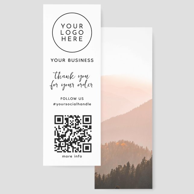 Business Promotional Logo QR Photo Custo Text  Bookmarks (Front & Back)