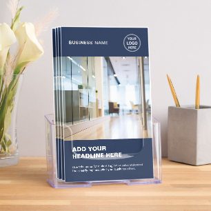 Business Promotional Marketing Navy Blue Tri-Fold Brochure