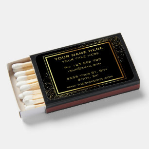 Business Promotional Personalized - Black Golden Matchboxes