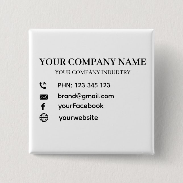 Business Promotional Personalized Modern Design Button (Front)