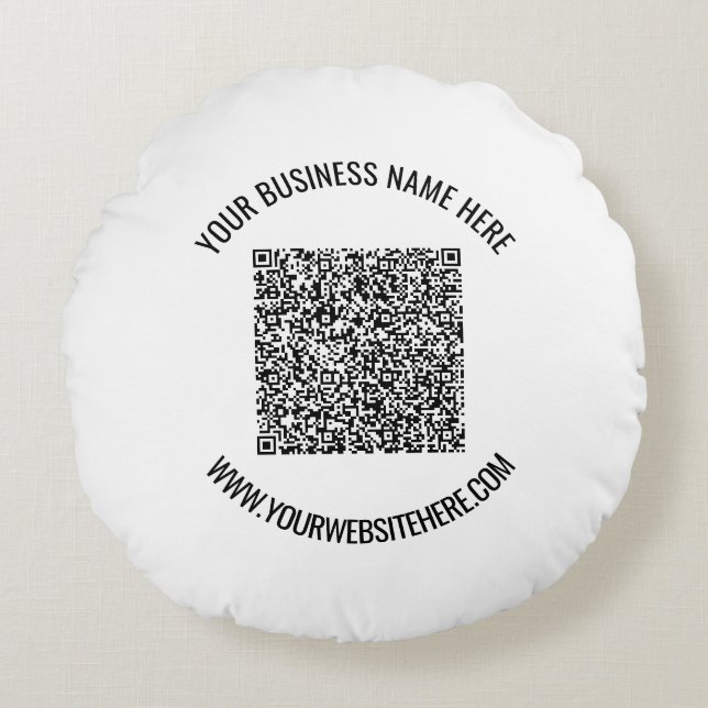 Business Promotional QR Code Round Pillow Template (Front)
