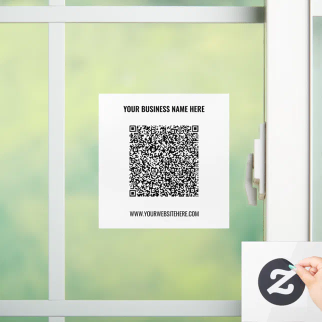 Business Promotional QR Code Window Cling Template | Zazzle