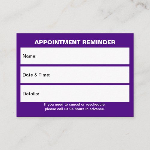 Business Purple Appointment Card