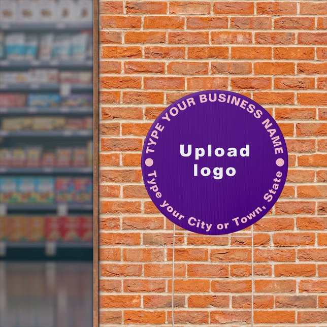 Business Purple Round Yard Sign (Advertise your business. Your business brand on purple round yard sign.)