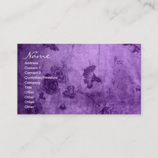 Customizable Business Purple Vintage Floral Texture Business Card