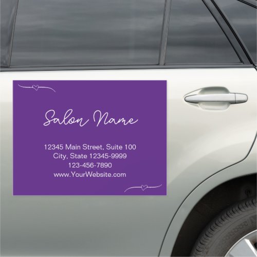 Business Purple  White Name Handwritten Script Car Magnet