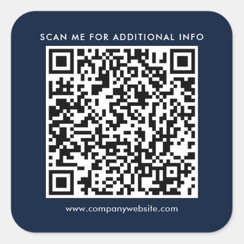 Business QR Code and Company Website Blue Square Sticker