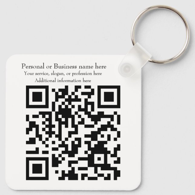 Business QR code and Logo Basic Keychain (Back)