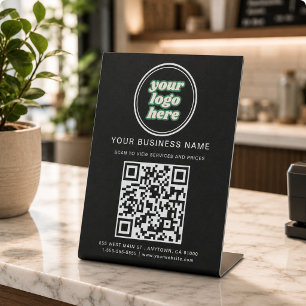 Business QR Code and Logo Pedestal Sign