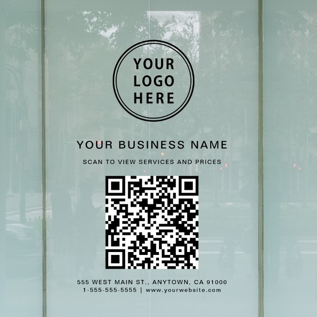Business QR Code and Logo Window Cling (Elevate your business with a custom Logo and QR code window cling sign)