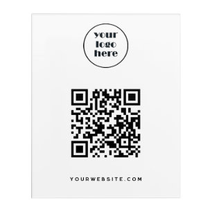 Business QR code and website logo Acrylic Print