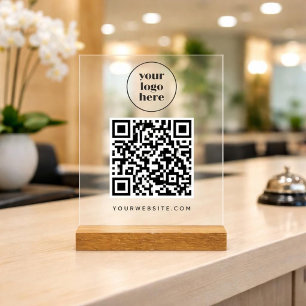 Business QR code and website logo Acrylic Sign