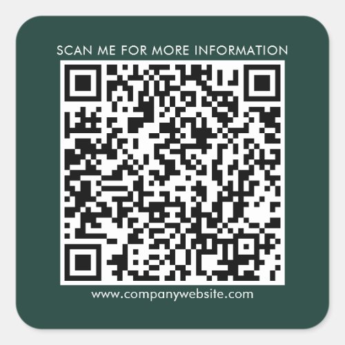 Business QR Code and Website Modern Custom Square Sticker