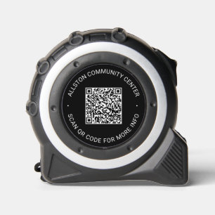 Business QR Code black editable contact info Tape Measure