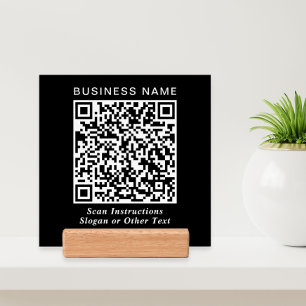 Business QR Code Black Tabletop Sign Holder