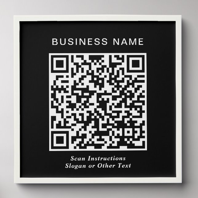 Business QR Code Black Wall Peel And Stick Photo Tile (Front Set)