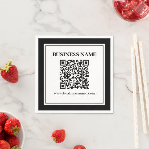 Business QR code Black & White Napkins