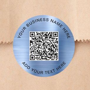 Business QR Code Blue Classic Round Sticker