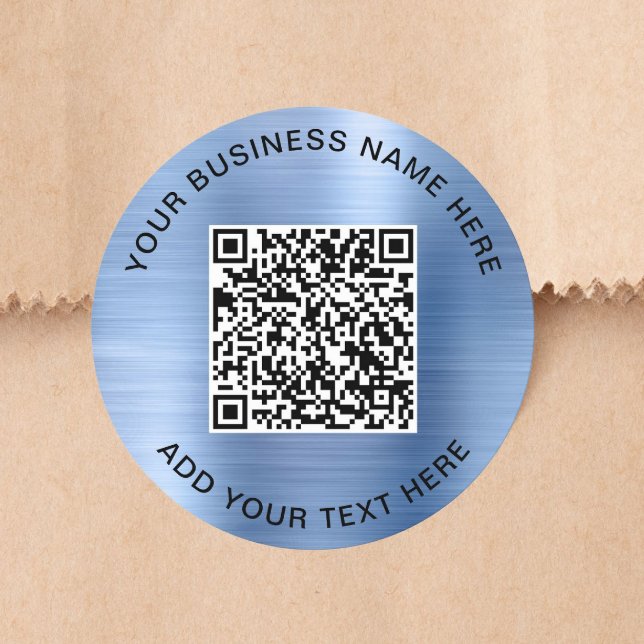 Business QR Code Blue Classic Round Sticker (Creator Uploaded)