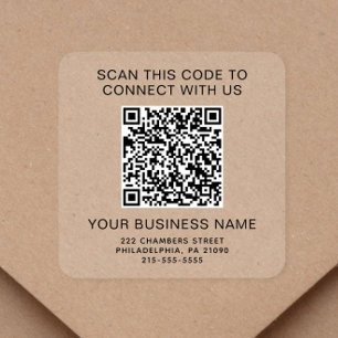 Business QR Code Clear Square Sticker