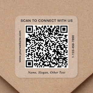 Business QR Code Clear Square Sticker