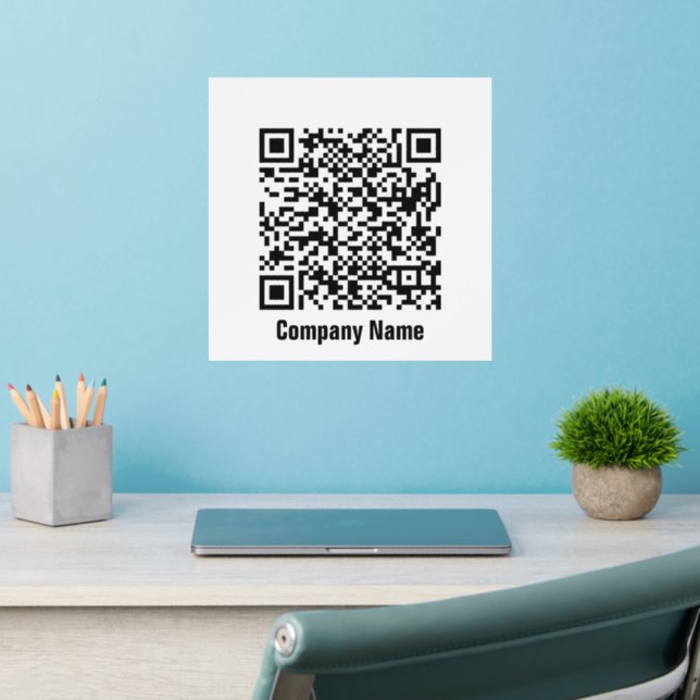 Business QR Code Company Name Template Wall Decal (Home Office 2)