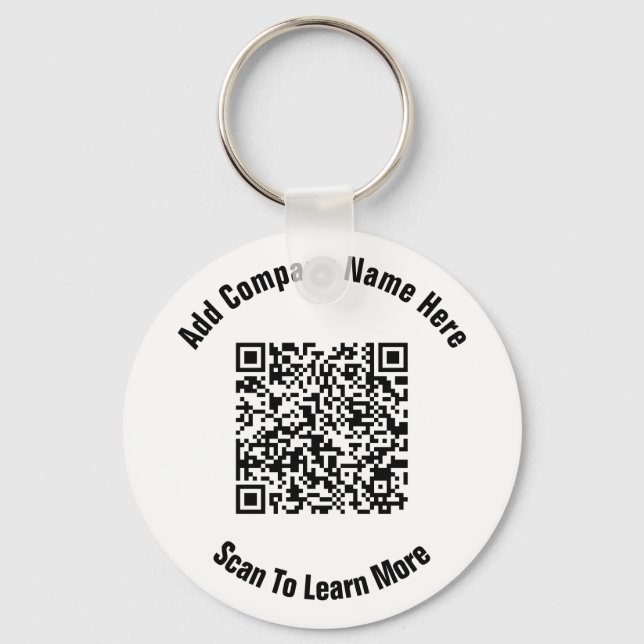 Business QR Code Company Name Text Template Keychain (Front)