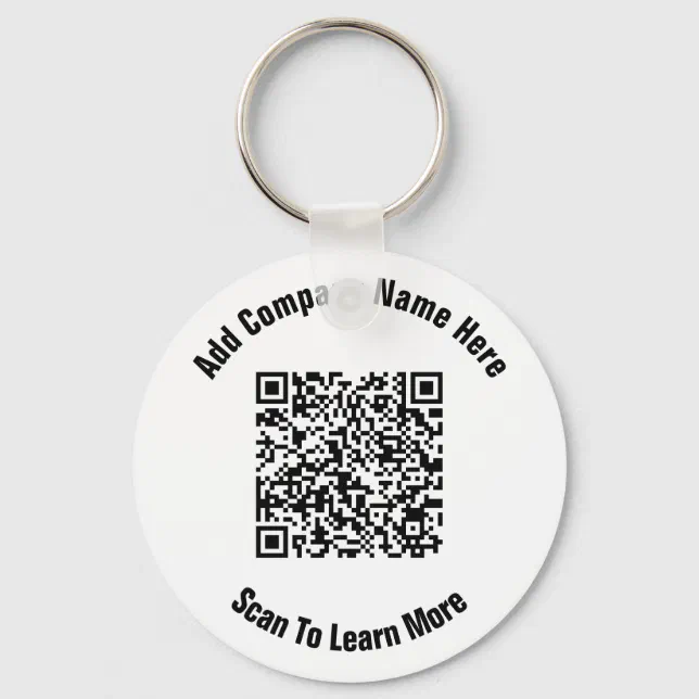 Business QR Code Company Name Text Template Keychain | Zazzle