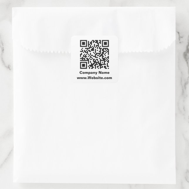 Business QR Code Company Name Website Template Square Sticker (Bag)
